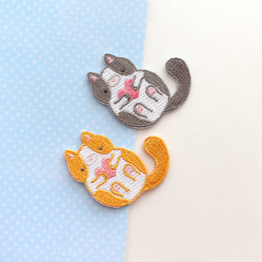 Gray and White & Orange and White Cat Iron-On Patch Set