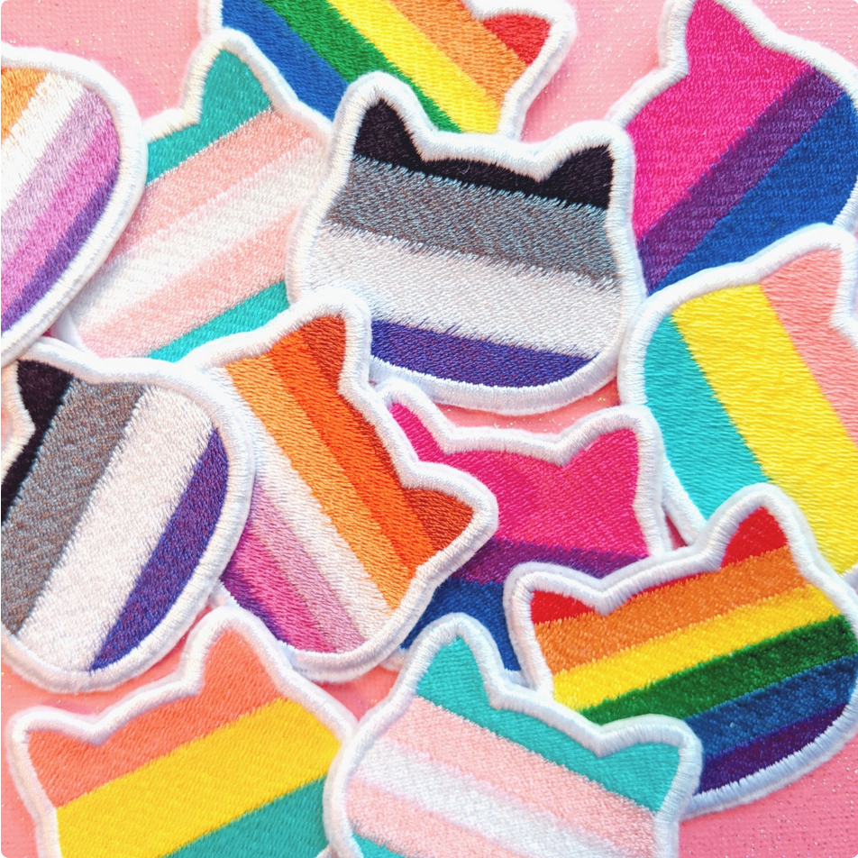 Cat Head Pride Iron-On Patch