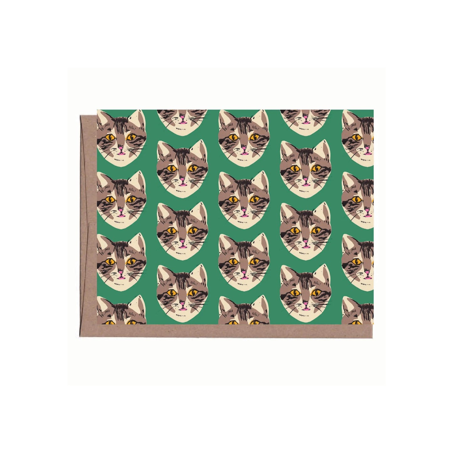 Green Tabby Cats Cards - Box of 6