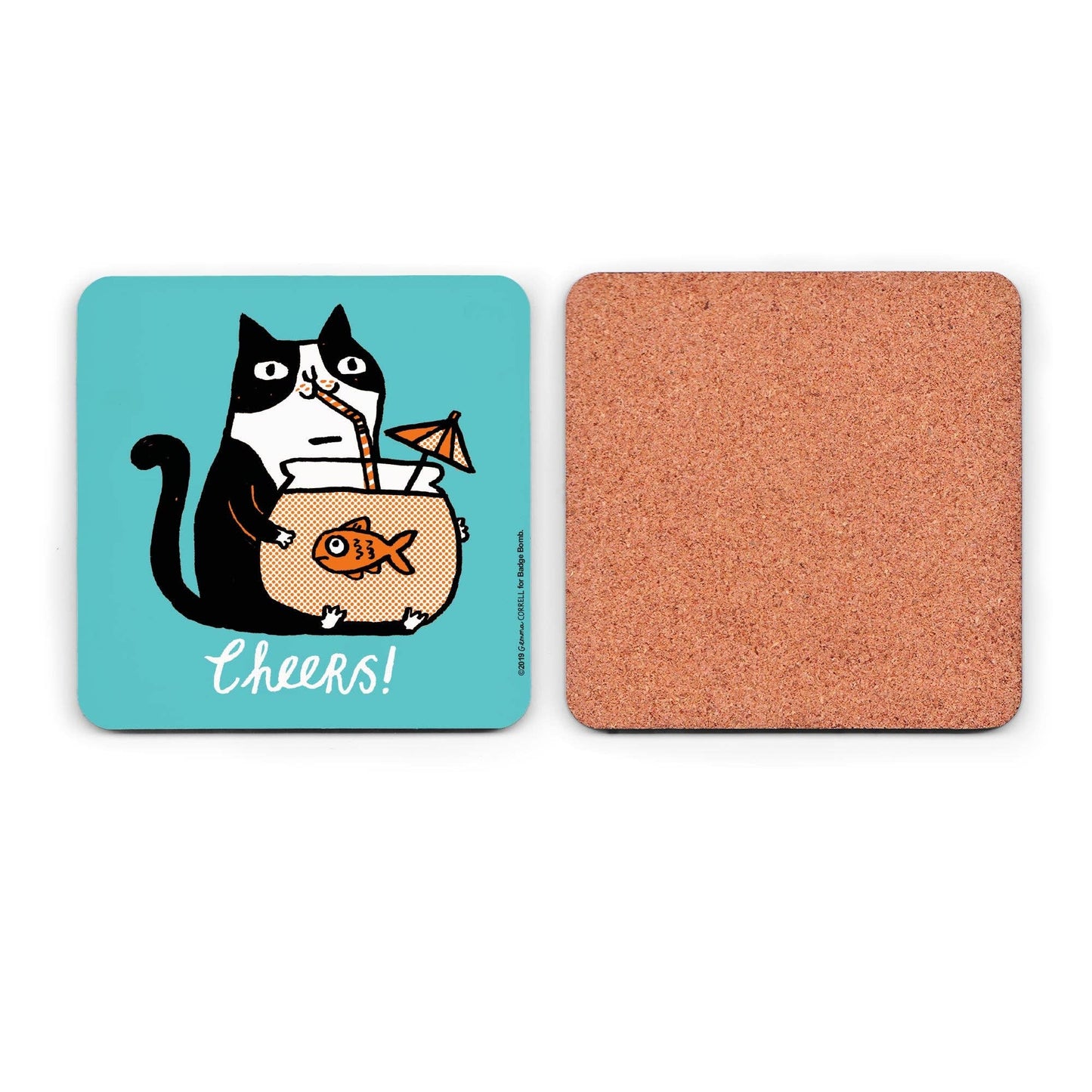 Cheers Cat Coaster by Gemma Correll