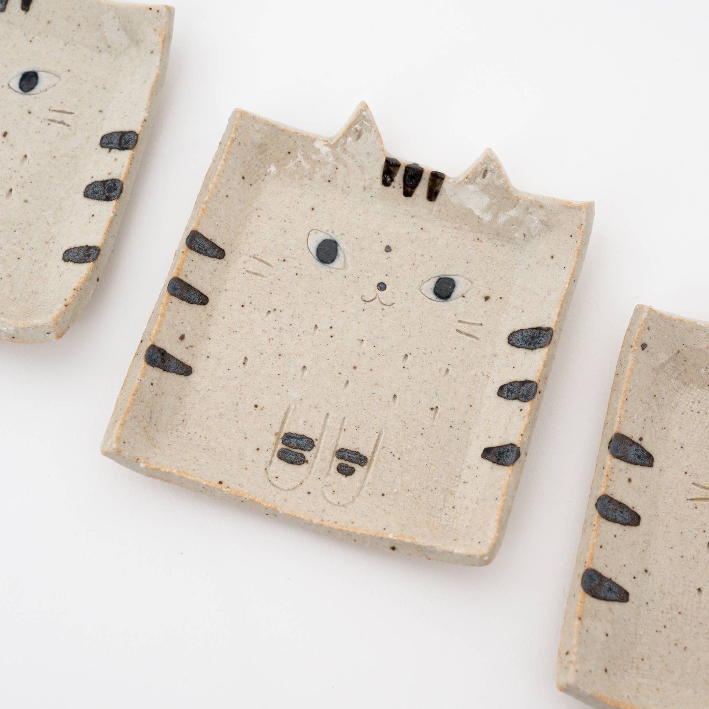 Square Cat Trinket Tray Plate - Beige Tabby