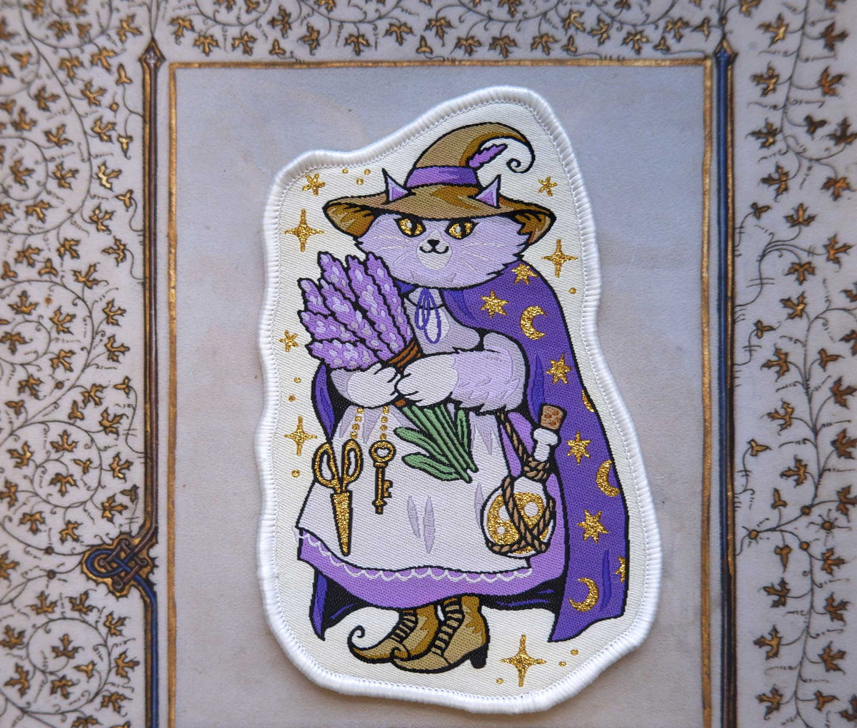 Cat Witch Woven Iron-On Patch
