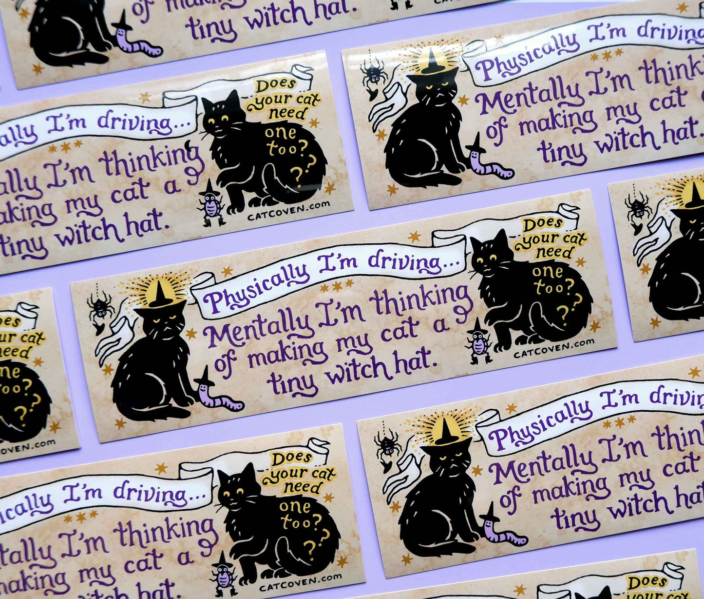 Thinking of Making my Cat a Tiny Witch Hat Bumper Sticker