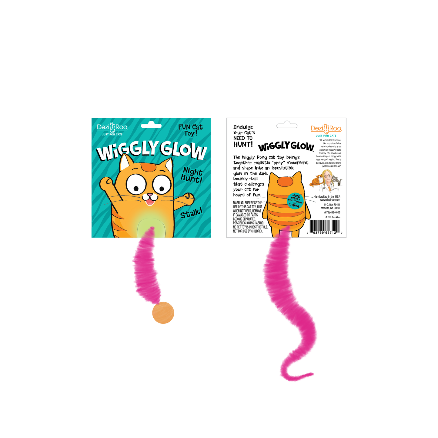 Wiggly Glow Glow in the Dark Cat Toy Bouncy Ball (Assorted Colors)