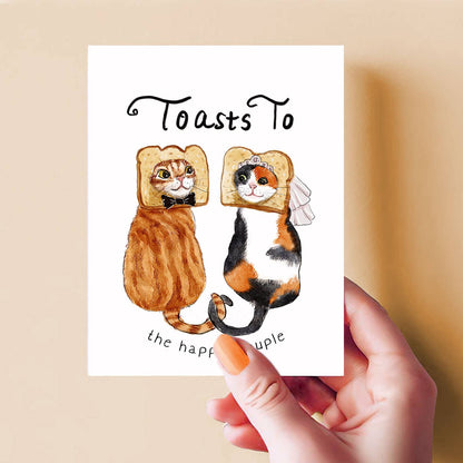 Toasts to the Happy Couple Cats Wedding Card