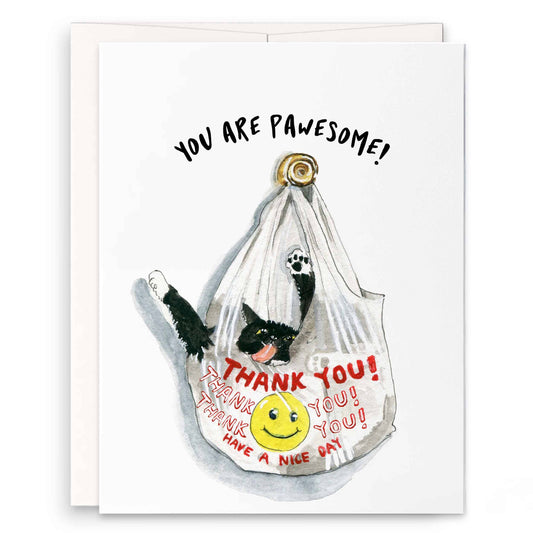 You Are Pawesome Cat in Bag Thank You Card