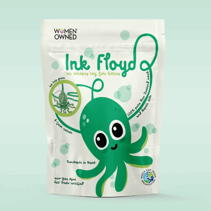 Wool Octopus Cat Toy with 4-Foot Tether (Sea Kelp Green)