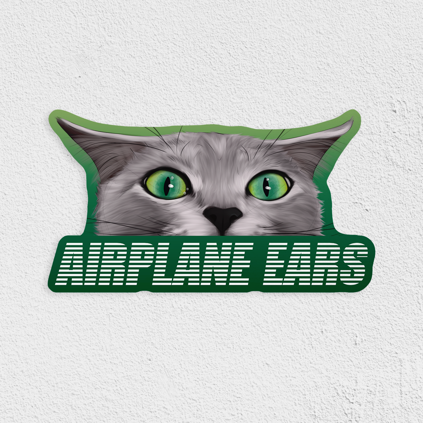 Airplane Ears Gray Cat Sticker