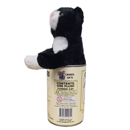 Canned Tuxedo Cat Stuffed Animal Plush