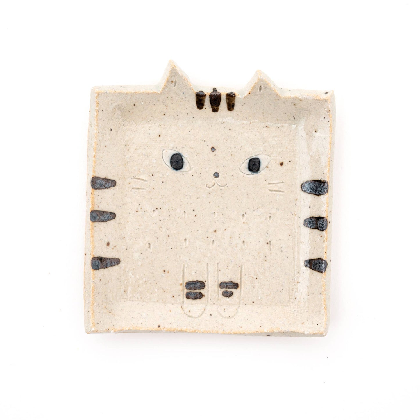 Square Cat Trinket Tray Plate - Beige Tabby