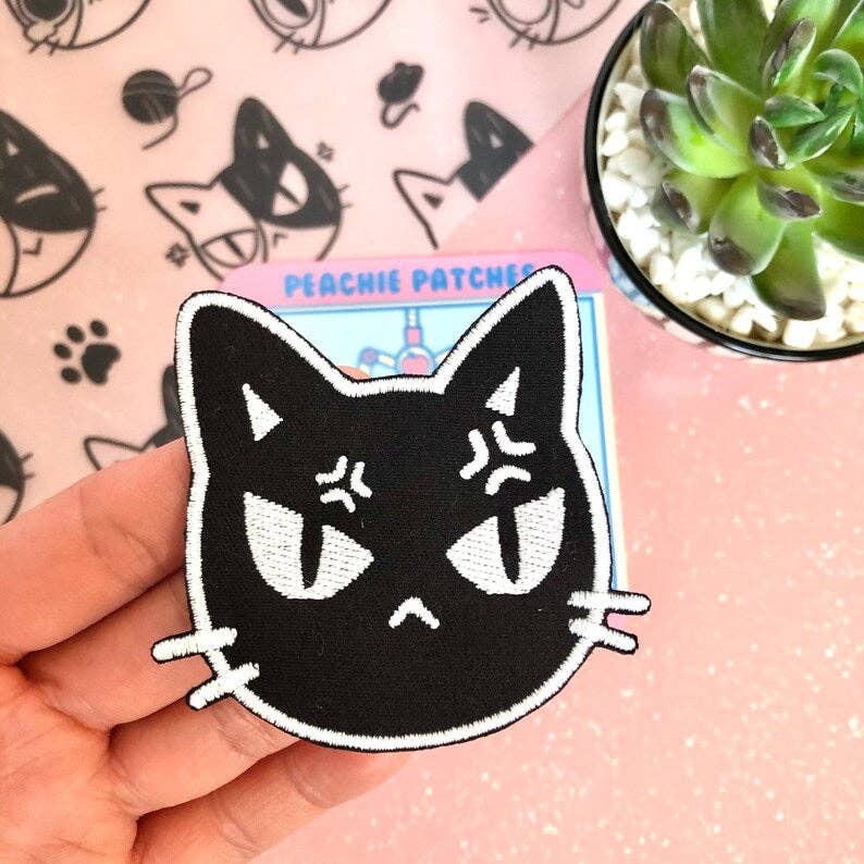 Angry Black Cat Iron-on Patch