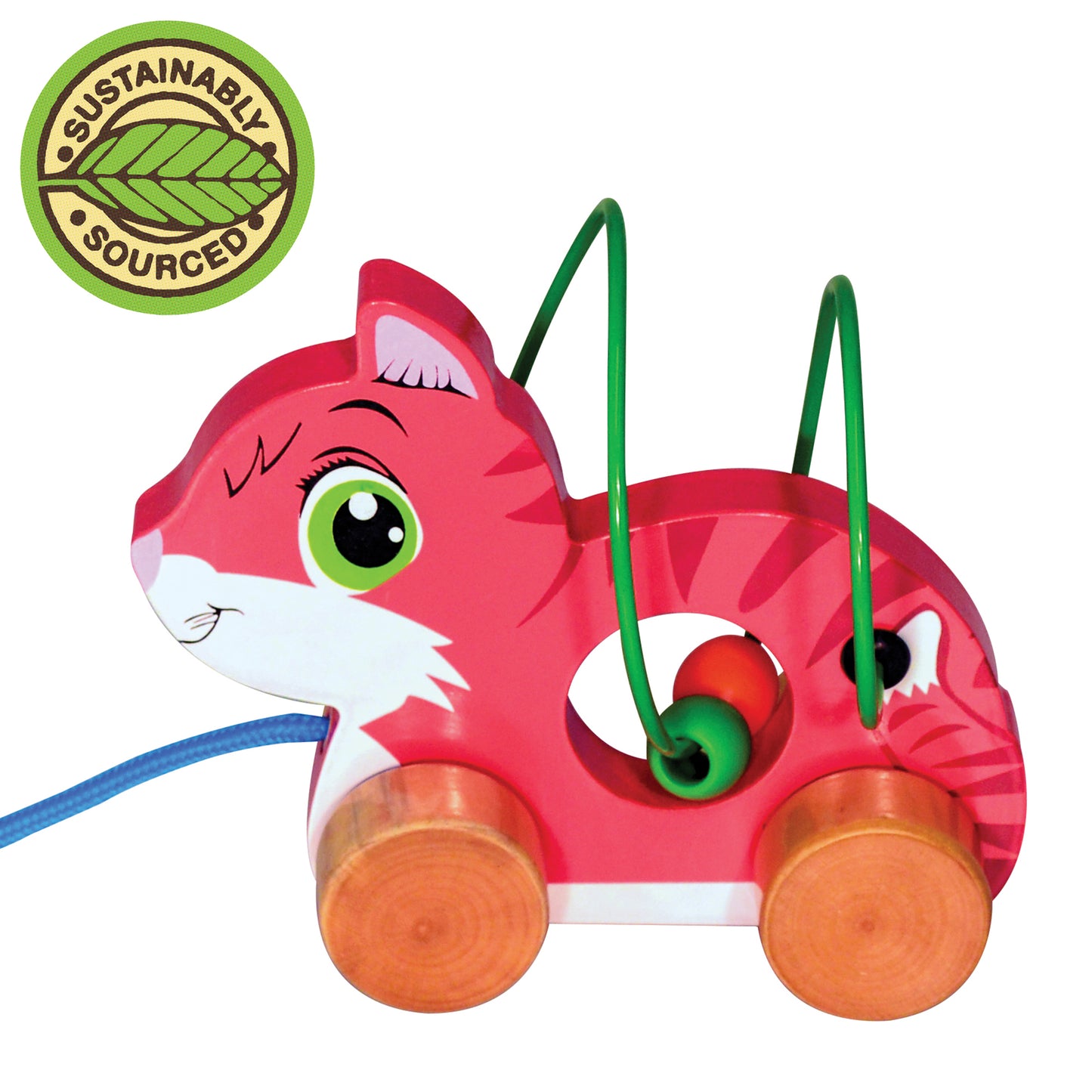 Kitty Cat Bead Maze Pull Along Toy (Orange)
