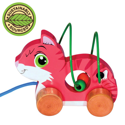 Kitty Cat Bead Maze Pull Along Toy (Orange)