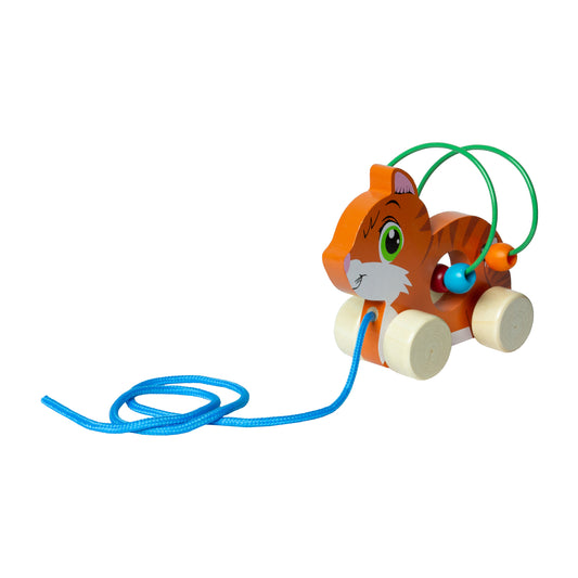 Kitty Cat Bead Maze Pull Along Toy (Orange)