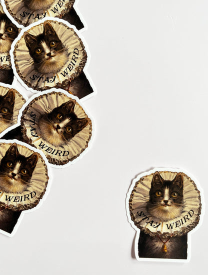 Stay Weird Elizabethan Cat Sticker