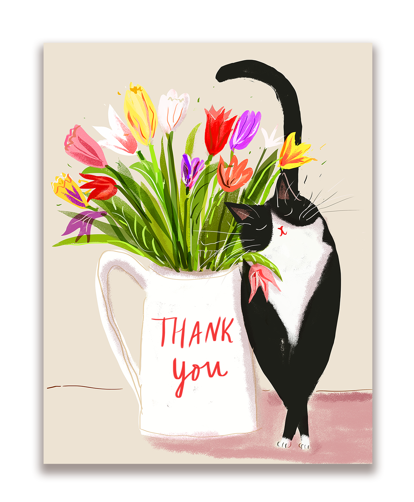 Thank You Card - Tulip Cat