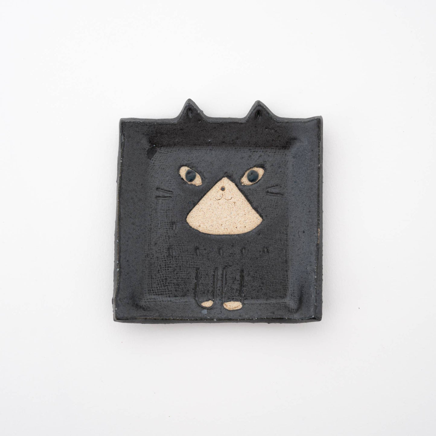 Square Cat Trinket Tray Plate - Tuxedo