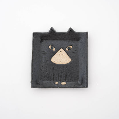 Square Cat Trinket Tray Plate - Tuxedo