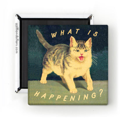 What is Happening? Screaming Vintage Cat Magnet