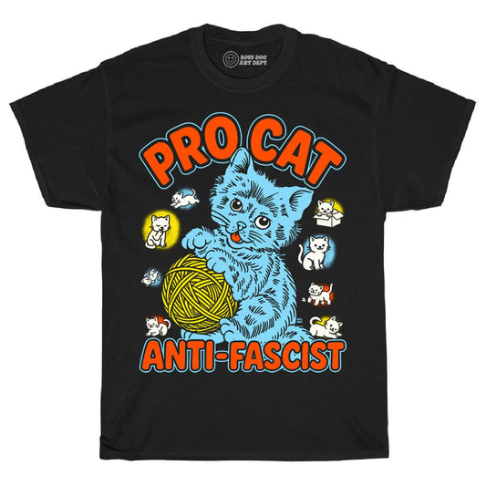 Pro Cat Anti Fascist Unisex T-Shirt (Black)