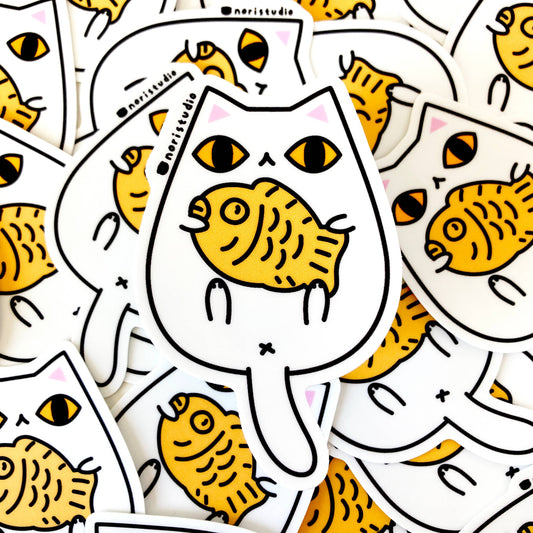 Taiyaki White Cat Vinyl Sticker