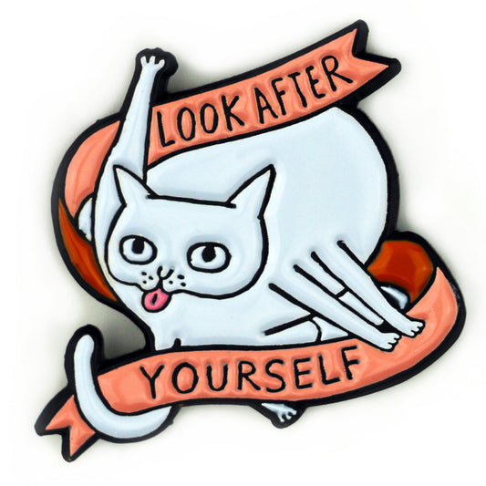 Look After Yourself Cat Enamel Pin