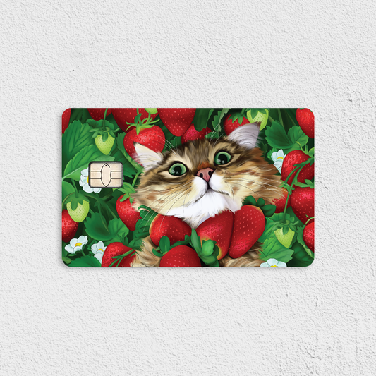 Cat in Strawberry Patch Credit Card Skin