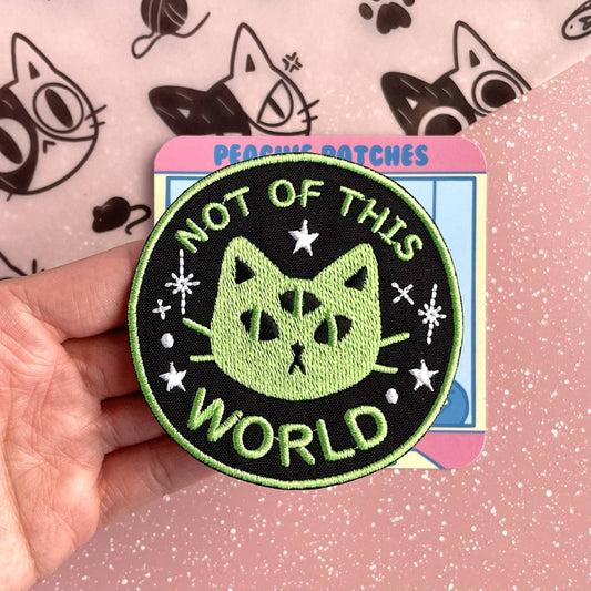 Not of This World Alien Cat Iron-on Patch