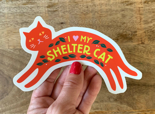 I Love My Shelter Cat Small Vinyl Bumper Sticker