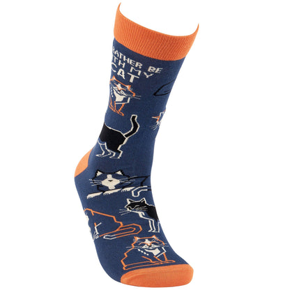 I'd Rather Be With My Cat Socks (One Size Fits Most)