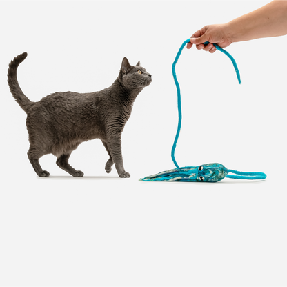 Wool Octopus Cat Toy with 4-Foot Tether (Arctic Blue)