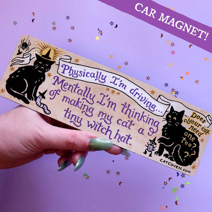Thinking of Making my Cat a Tiny Witch Hat Car Magnet