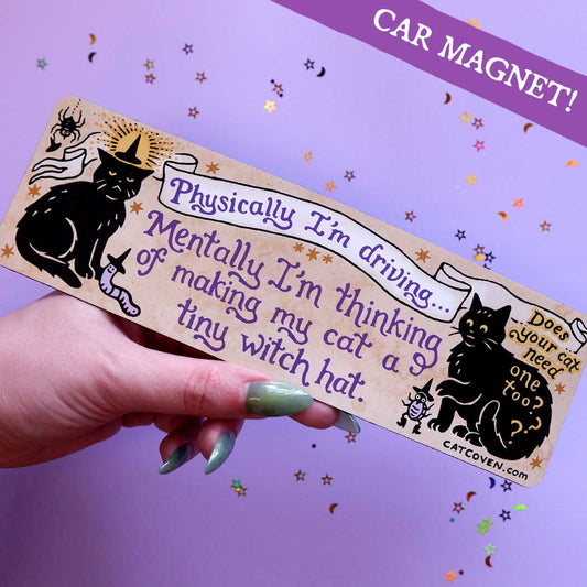 Thinking of Making my Cat a Tiny Witch Hat Car Magnet
