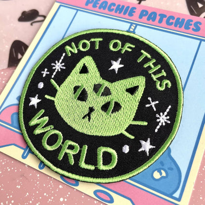 Not of This World Alien Cat Iron-on Patch