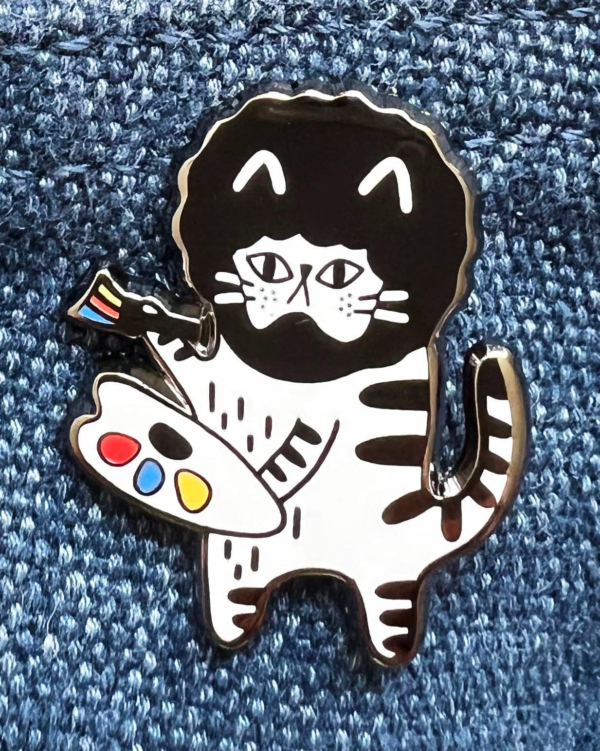 Funny Artist Cat Bobcat Enamel Pin