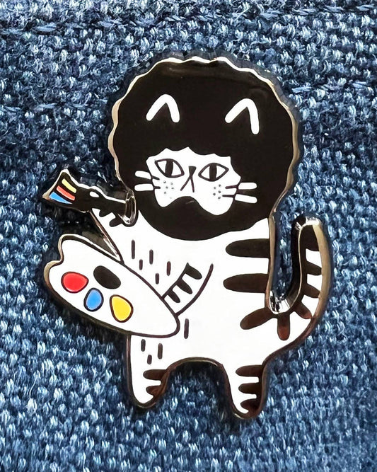 Funny Artist Cat Bobcat Enamel Pin