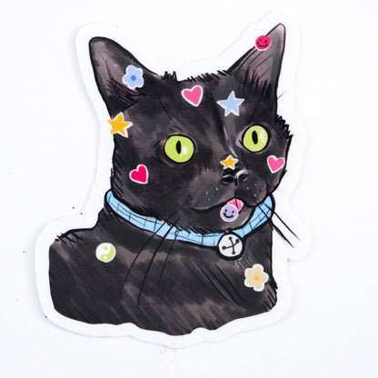 Sticky Stars Cat Vinyl Sticker