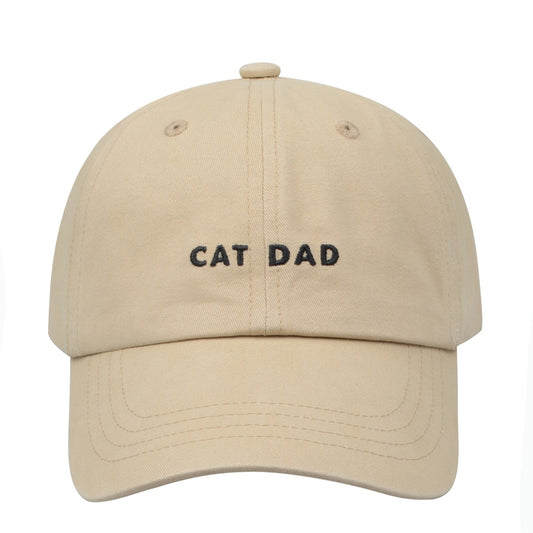 Cat Dad Embroidered Baseball Cap - Khaki