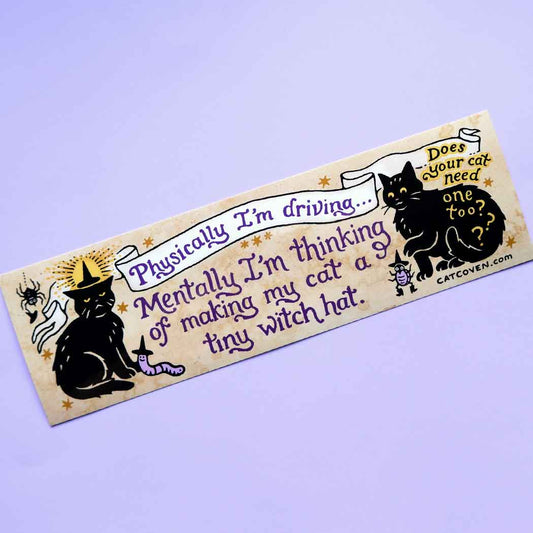 Thinking of Making my Cat a Tiny Witch Hat Bumper Sticker
