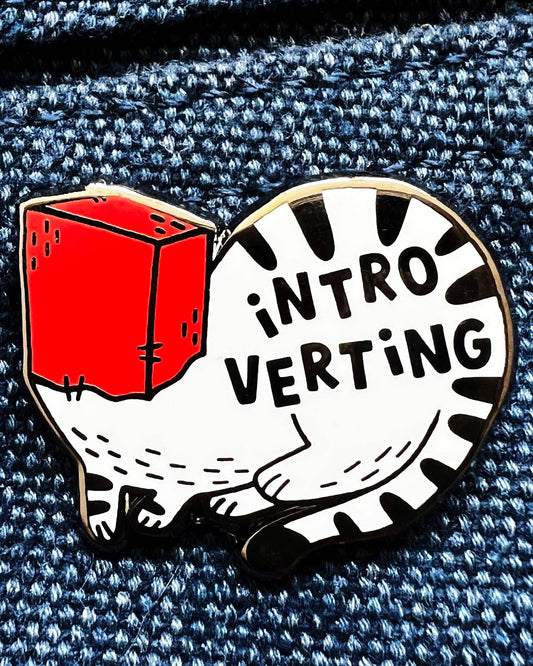 Introverting Cat Enamel Pin