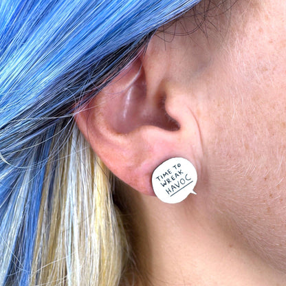 Time to Wreak Havoc Gemma Correll Cat Stud Earrings