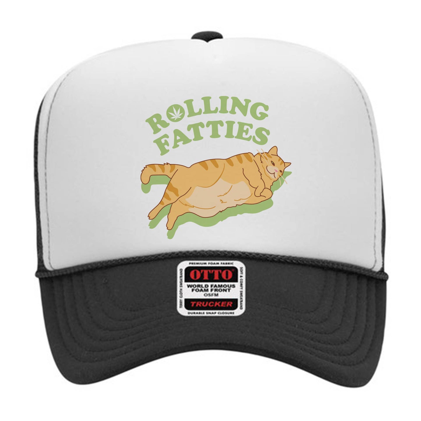 Rolling Fatties Fat Orange Cat Black Mesh Trucker Hat