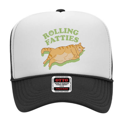 Rolling Fatties Fat Orange Cat Black Mesh Trucker Hat