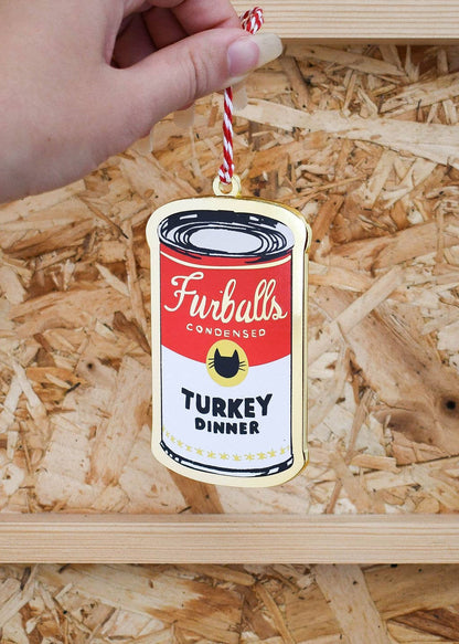 Andy Pawhol Furballs Turkey Dinner Enamel Christmas Ornament