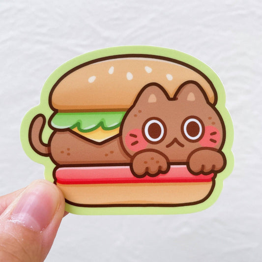 Cheese Burger Cat Vinyl Sticker