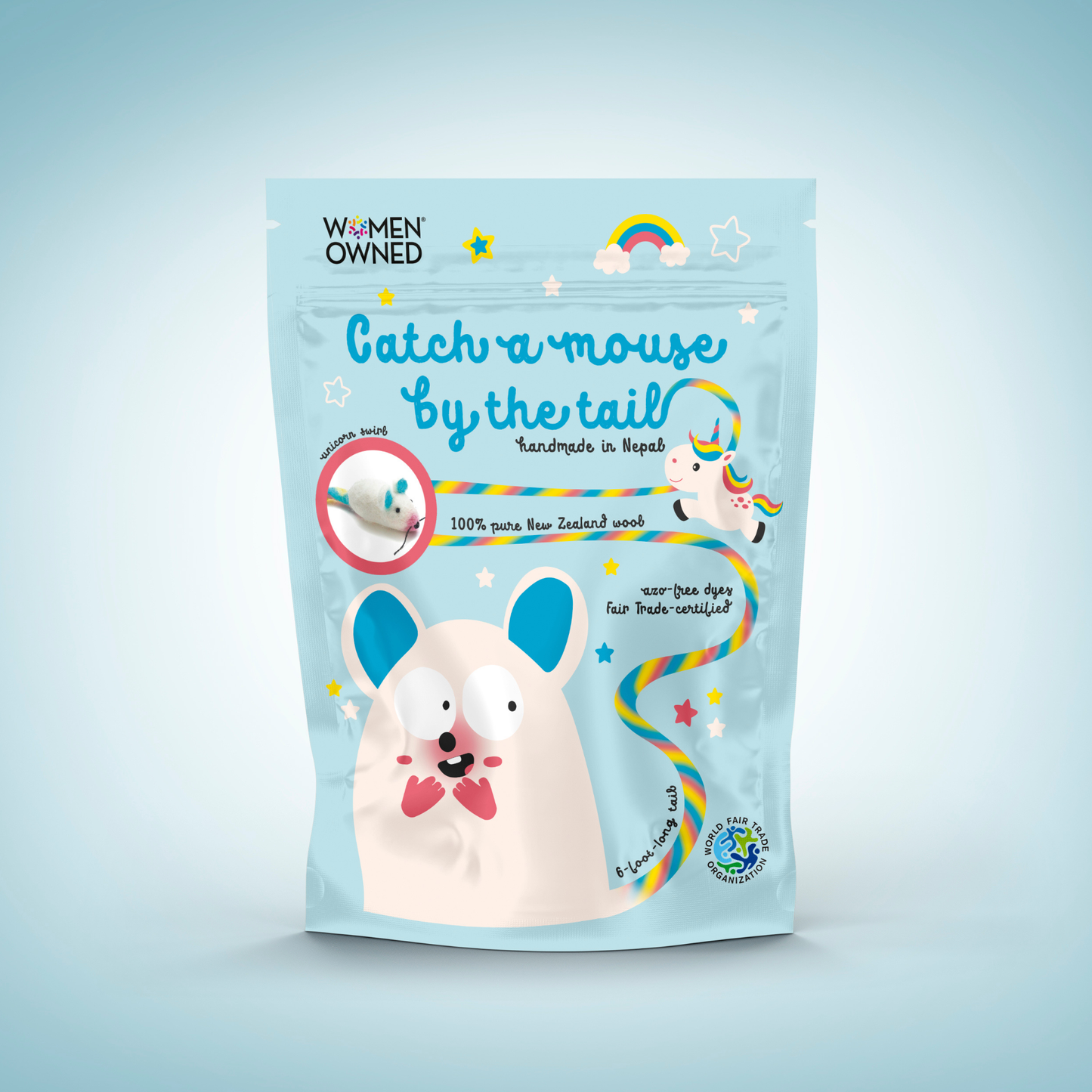 Wool Mouse Cat Toy with 6-Foot Tail (Red)