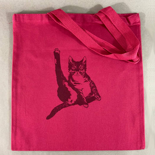 Cat Plays the Violin Cat Butt Canvas Tote Bag (Pink)