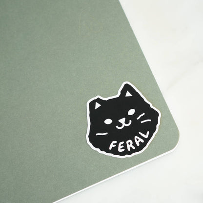 Feral Black Cat Sticker