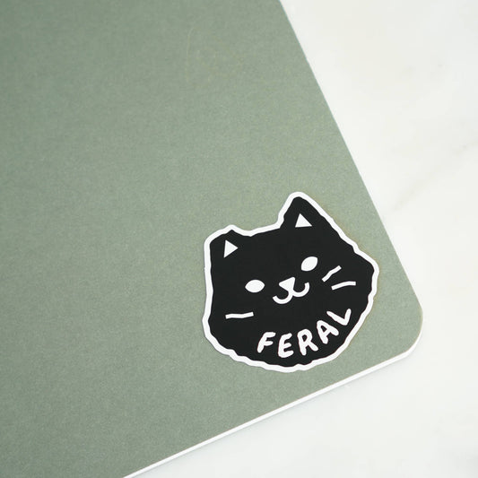 Feral Black Cat Sticker