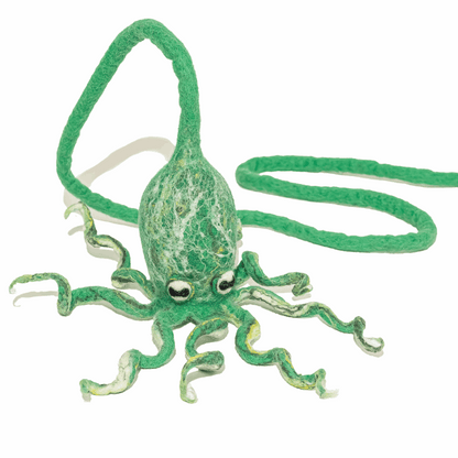 Wool Octopus Cat Toy with 4-Foot Tether (Sea Kelp Green)
